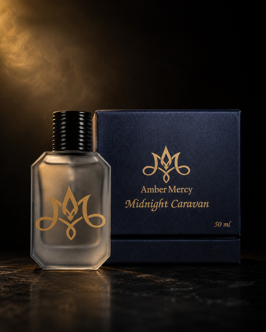 Amber Mercy Midnight Caravan Perfume 50ml - Luxury Frosted Fragrance in Premium Gift Box